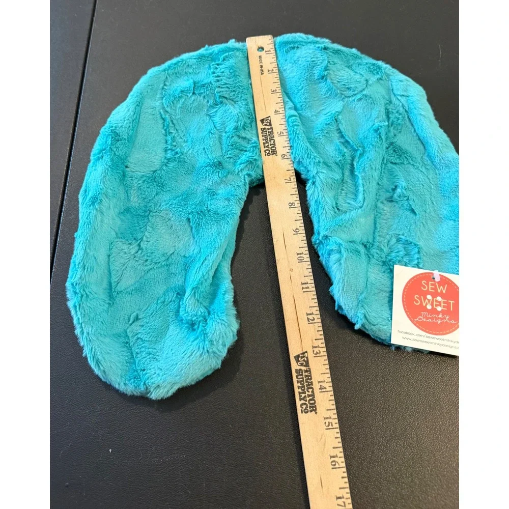Sew Sweet Minky Designs Travel Neck Pillow Cover Turquoise Blue Plush NEW